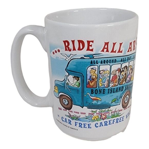Bone Island Tour Ride All Day Key West Souvenir Car Free Carefree coffee mug - Picture 1 of 5